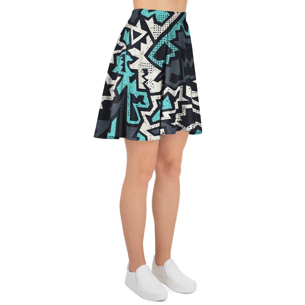 Graffiti Geometric Print Women's Skirt-grizzshop