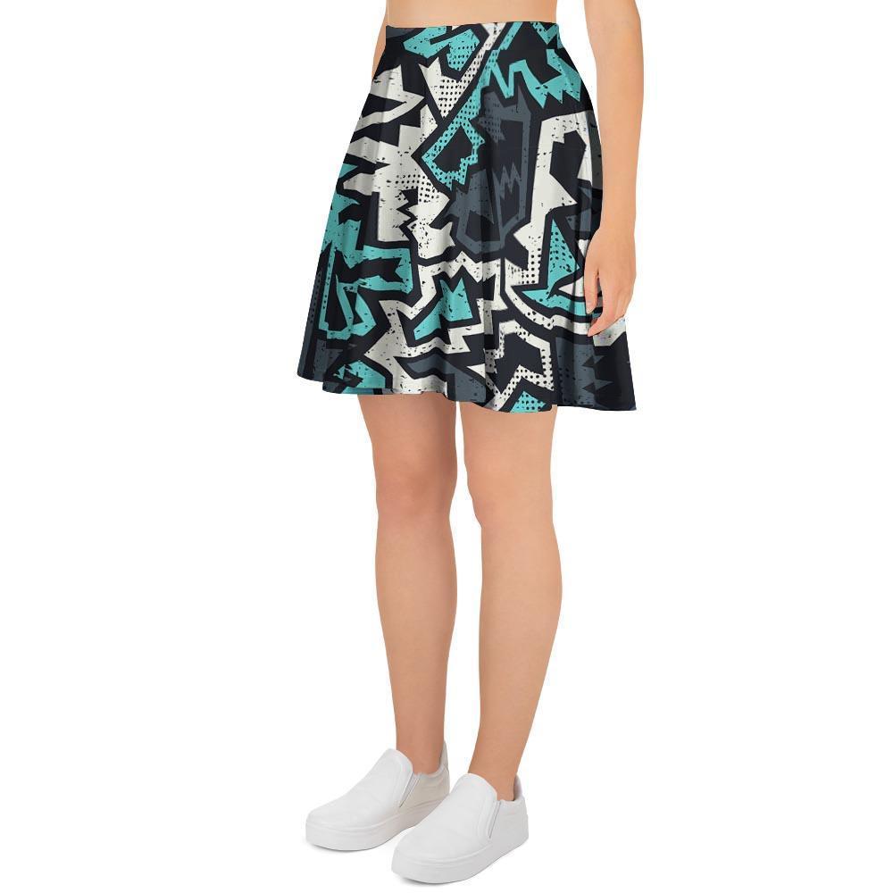 Graffiti Geometric Print Women's Skirt-grizzshop