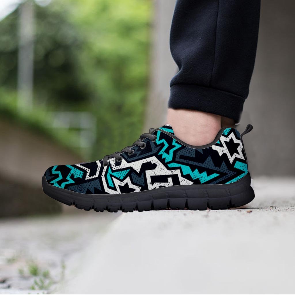 Graffiti Geometric Print Women's Sneakers-grizzshop