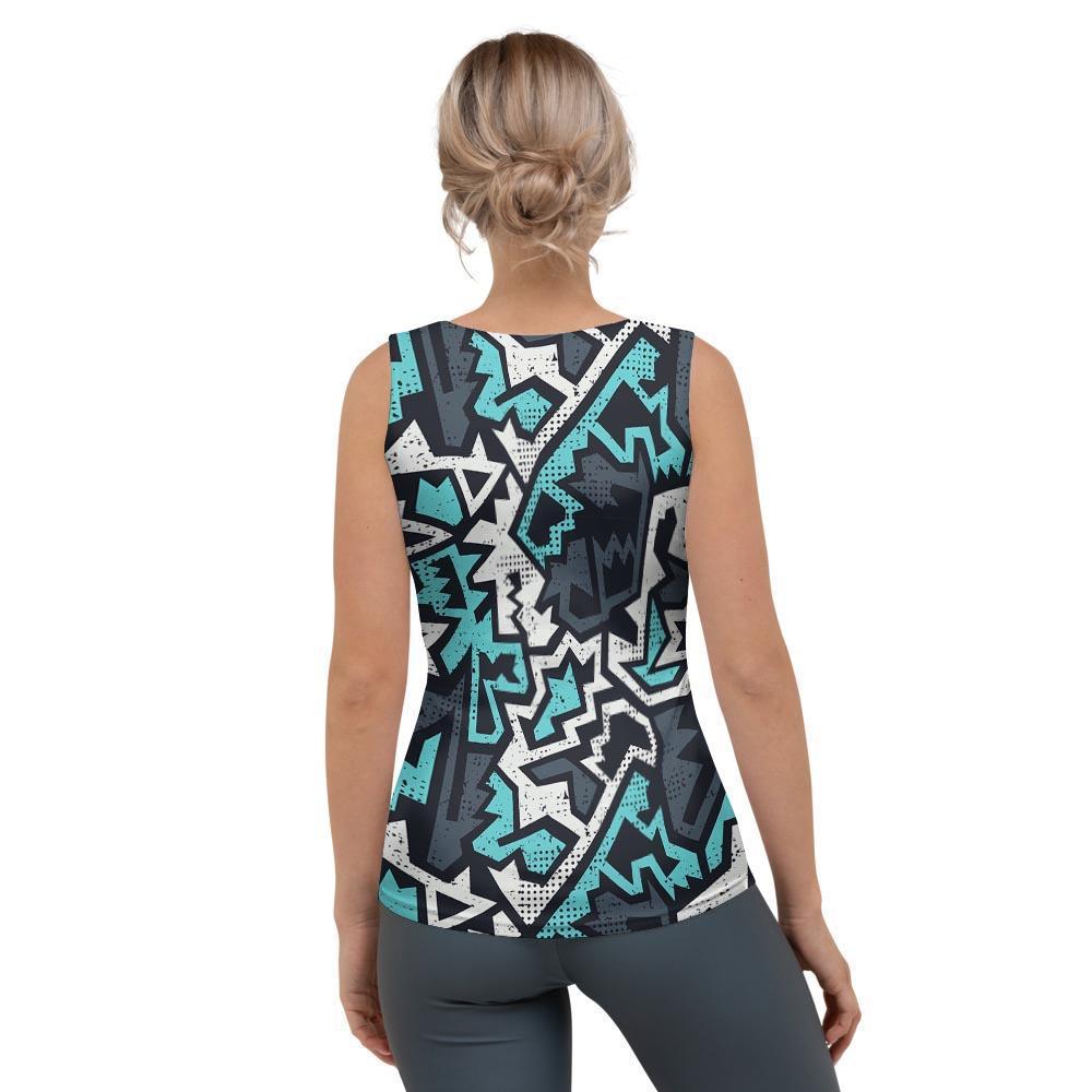 Graffiti Geometric Print Women's Tank Top-grizzshop