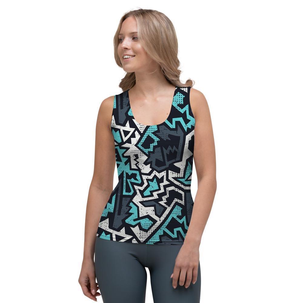 Graffiti Geometric Print Women's Tank Top-grizzshop