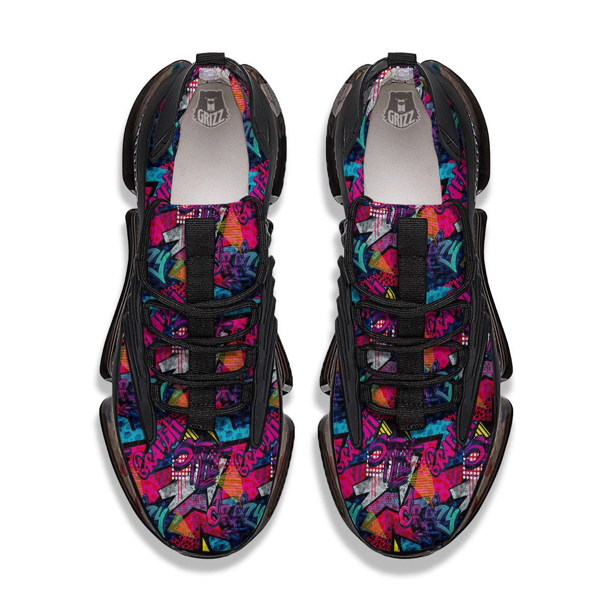 Graffiti Grunge Print Pattern Black Gym Shoes-grizzshop