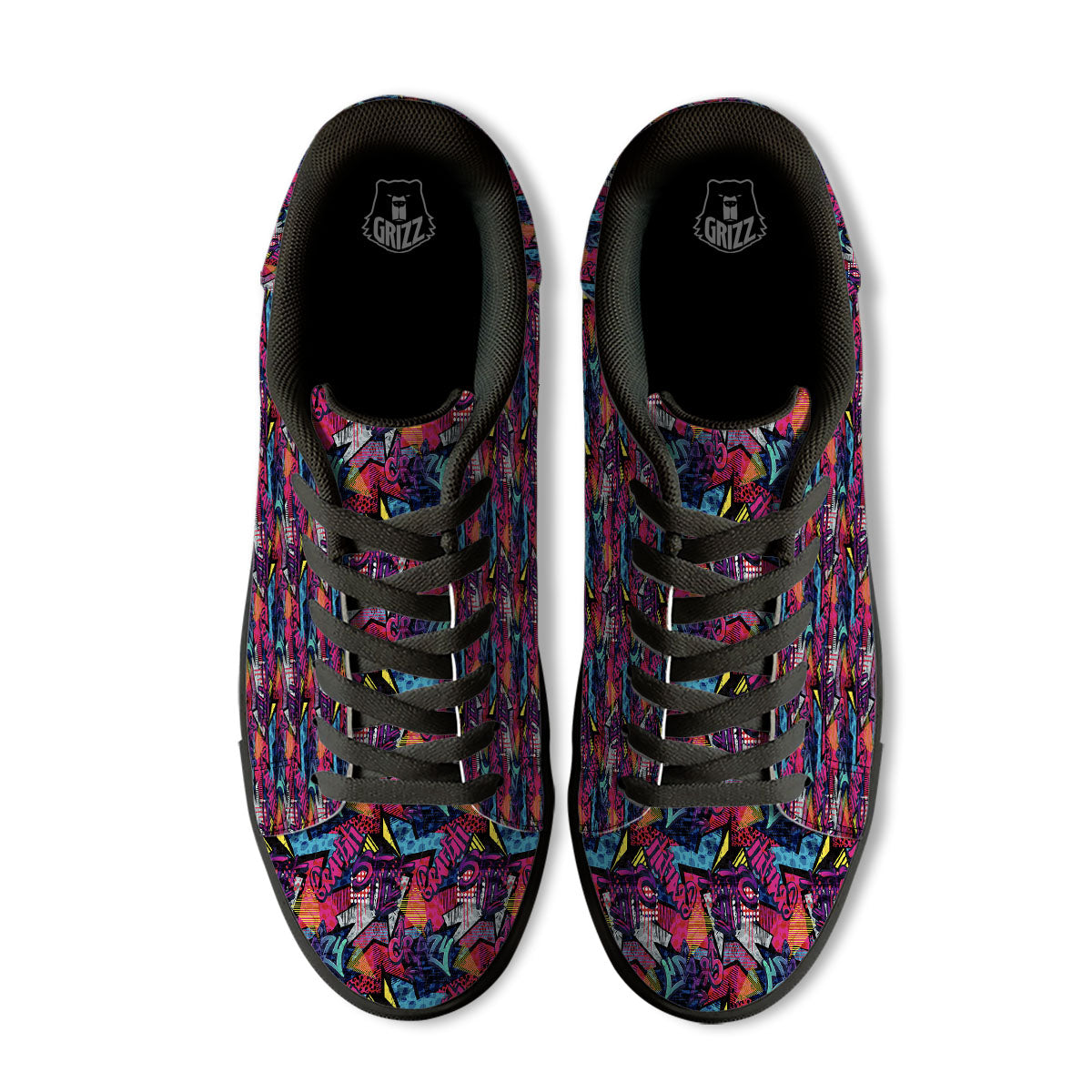 Graffiti Grunge Print Pattern Black Low Top Sneakers-grizzshop