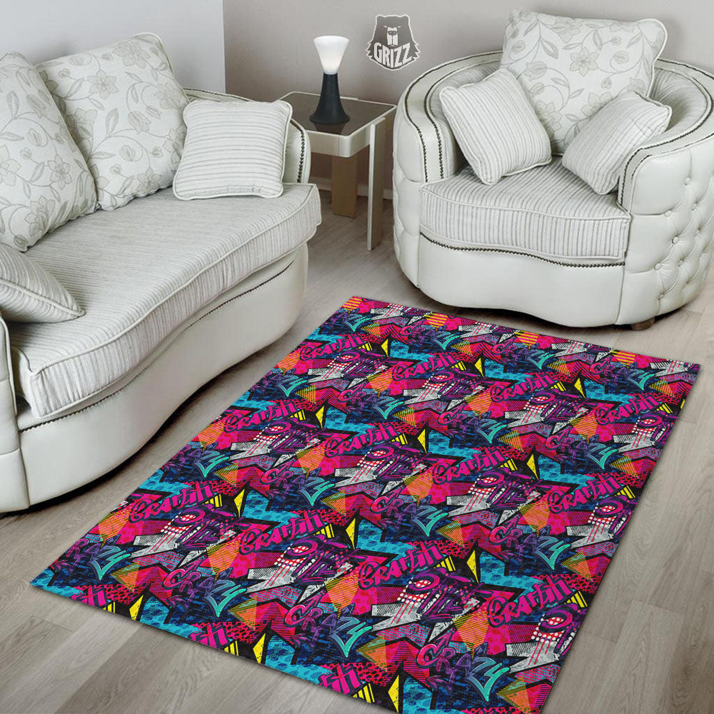 Graffiti Grunge Print Pattern Floor Mat-grizzshop