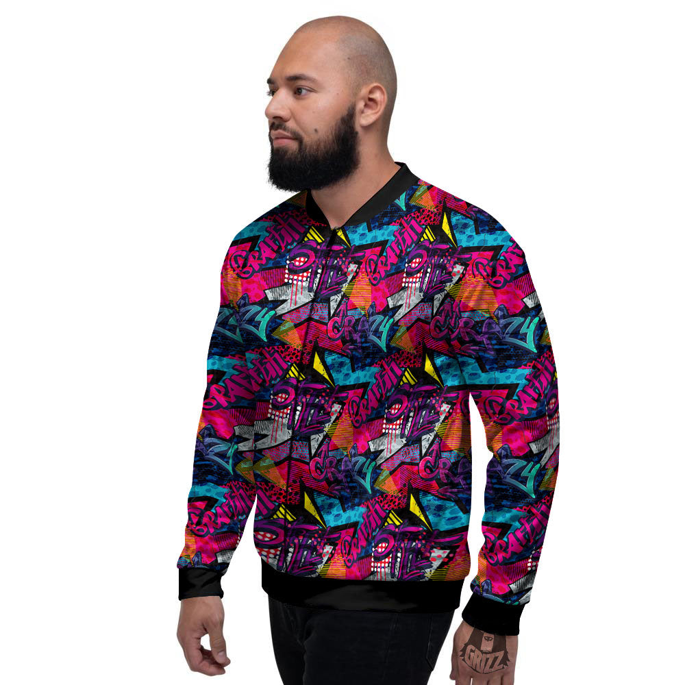 Graffiti Grunge Print Pattern Men's Bomber Jacket-grizzshop