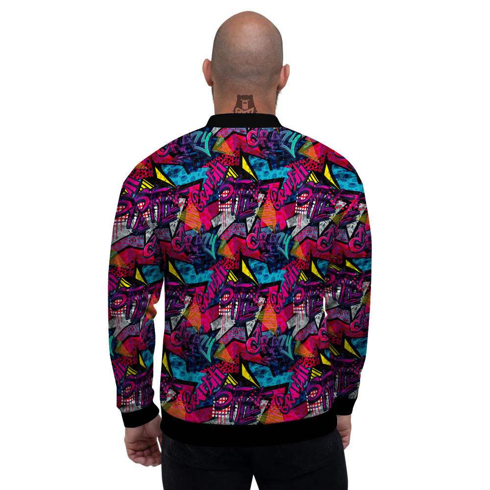 Graffiti Grunge Print Pattern Men's Bomber Jacket-grizzshop