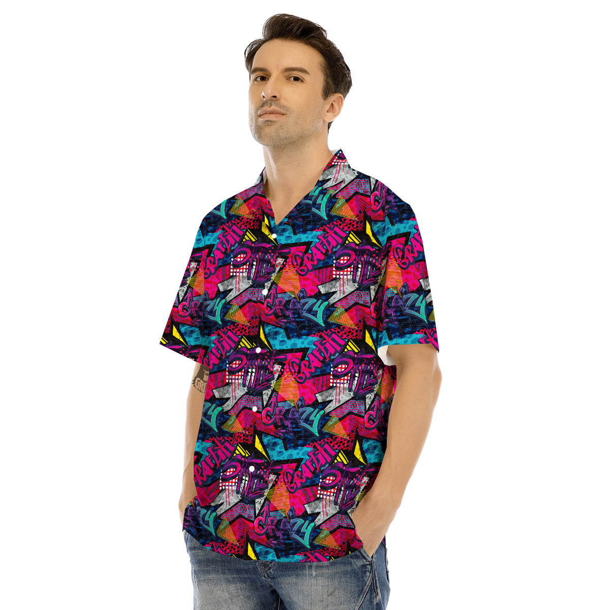 Graffiti Grunge Print Pattern Men's Hawaiian Shirt-grizzshop