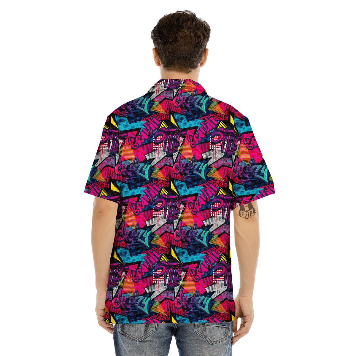 Graffiti Grunge Print Pattern Men's Hawaiian Shirt-grizzshop