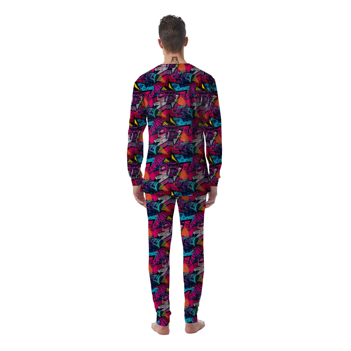 Graffiti Grunge Print Pattern Men's Pajamas-grizzshop