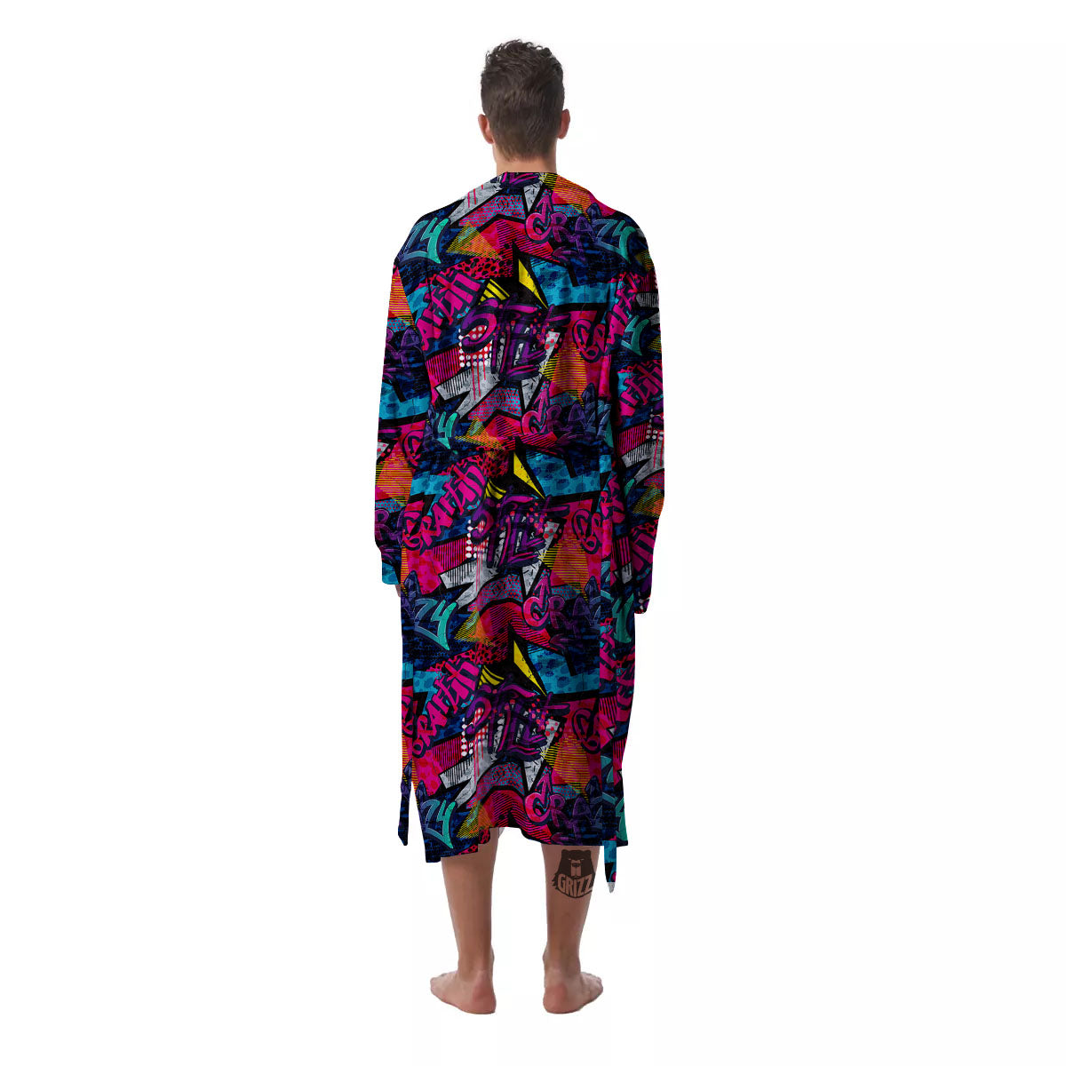 Graffiti Grunge Print Pattern Men's Robe-grizzshop