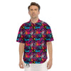 Graffiti Grunge Print Pattern Men's Short Sleeve Shirts-grizzshop