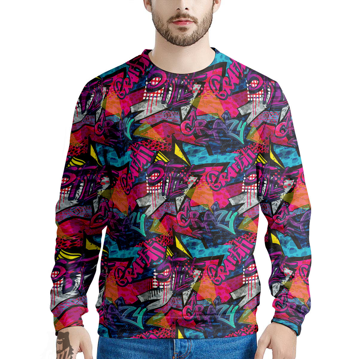 Graffiti Grunge Print Pattern Men's Sweatshirt-grizzshop