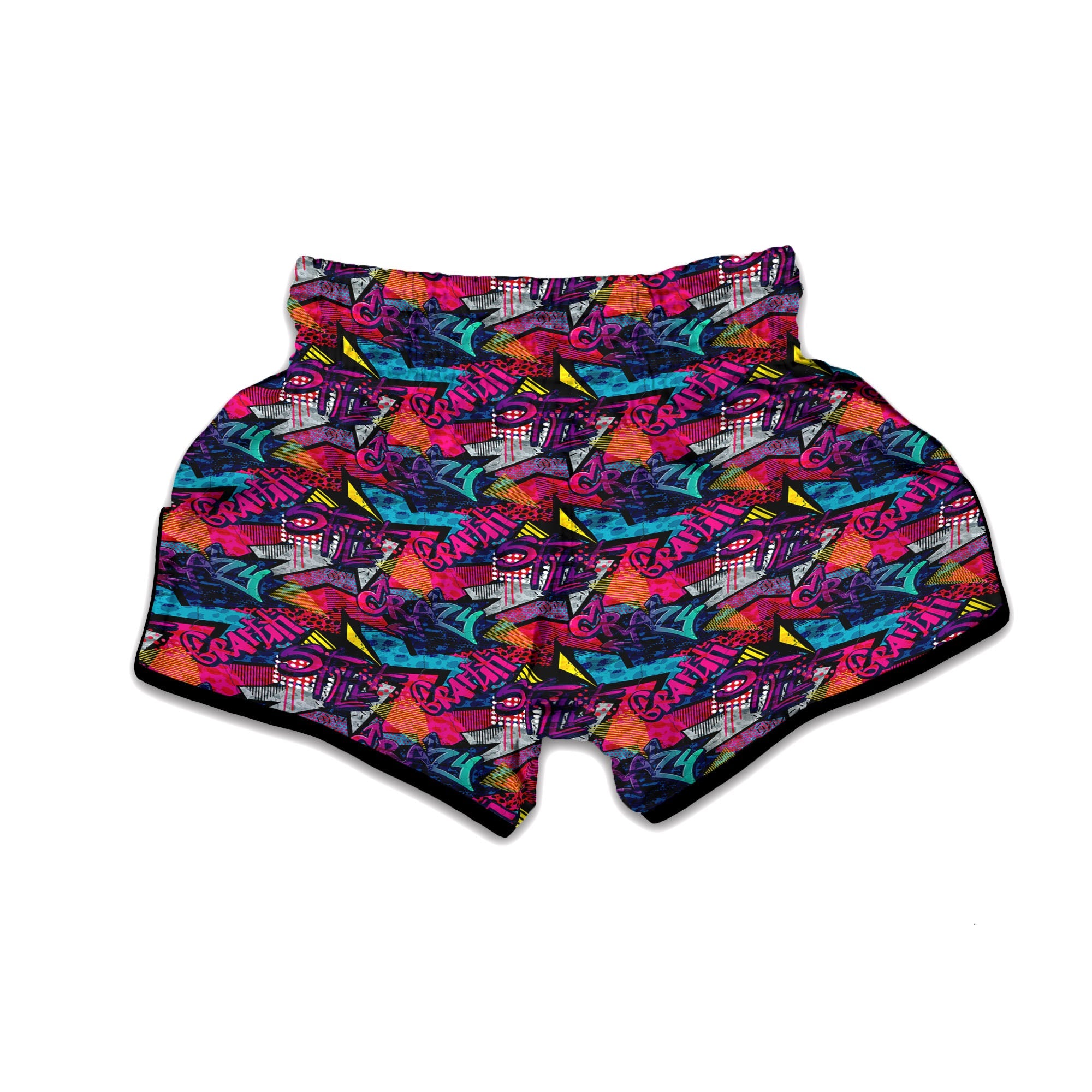 Graffiti Grunge Print Pattern Muay Thai Boxing Shorts-grizzshop