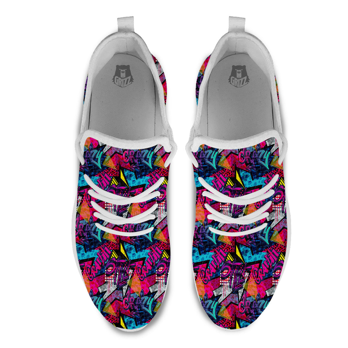 Graffiti Grunge Print Pattern White Athletic Shoes-grizzshop