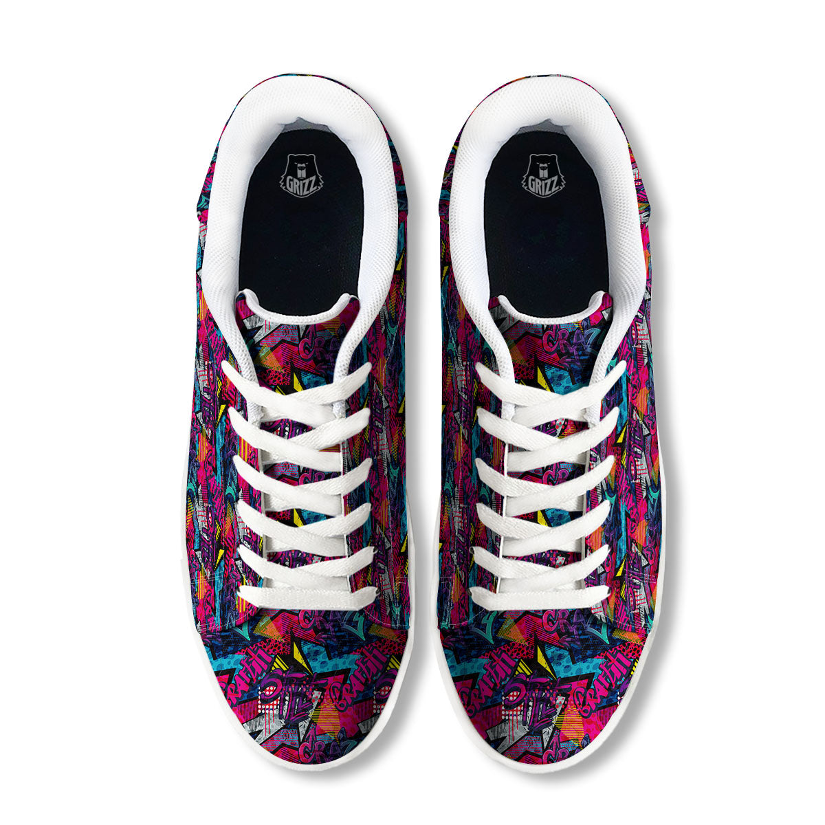 Graffiti Grunge Print Pattern White Low Top Sneakers-grizzshop