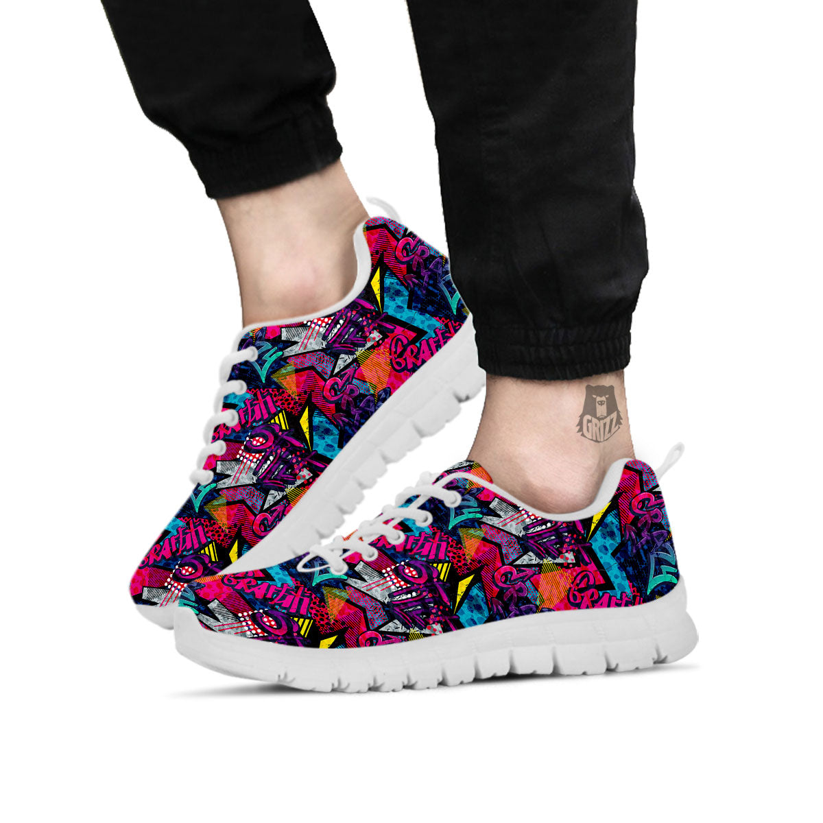 Graffiti Grunge Print Pattern White Sneaker-grizzshop