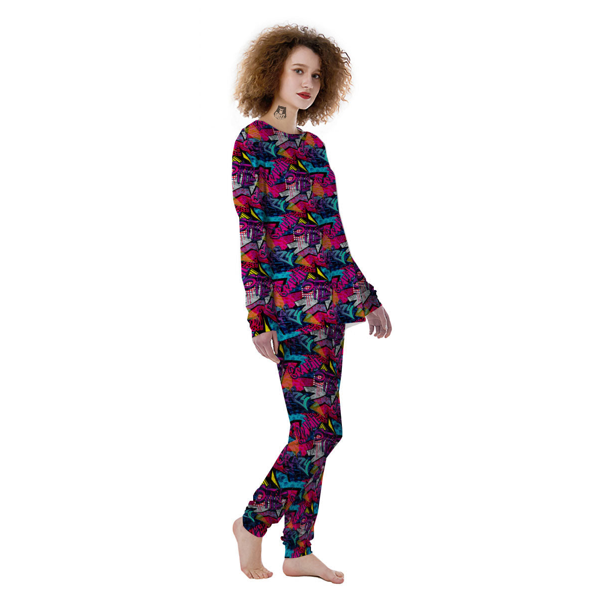 Graffiti Grunge Print Pattern Women's Pajamas-grizzshop