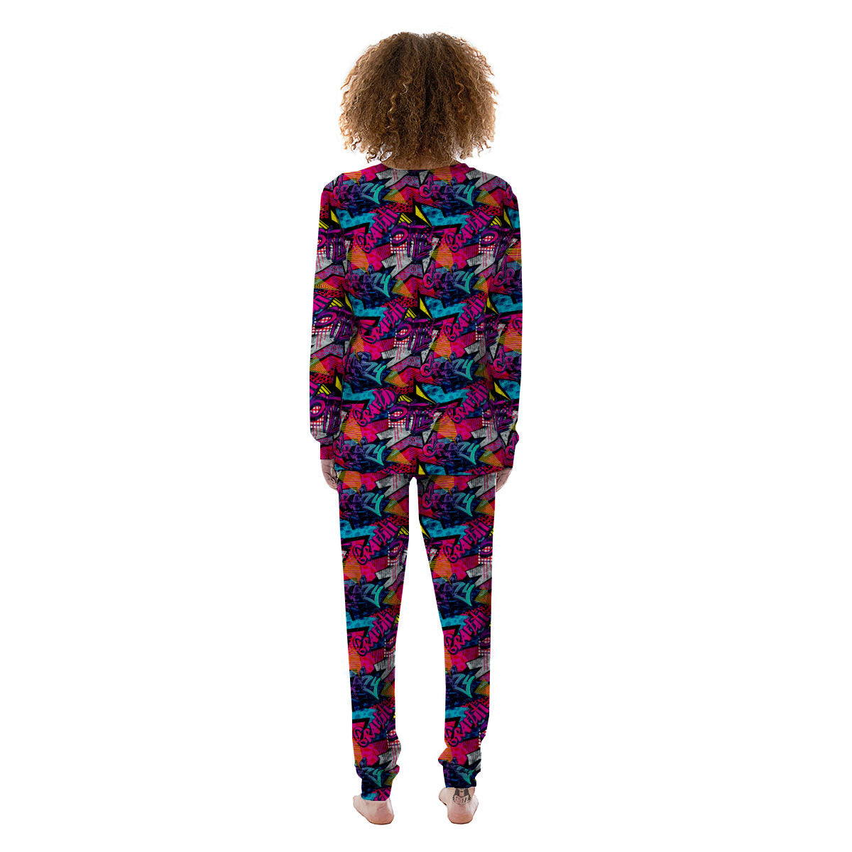 Graffiti Grunge Print Pattern Women's Pajamas-grizzshop