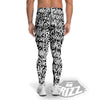 Graffiti Grunge White Text Abstract Print Men's Leggings-grizzshop