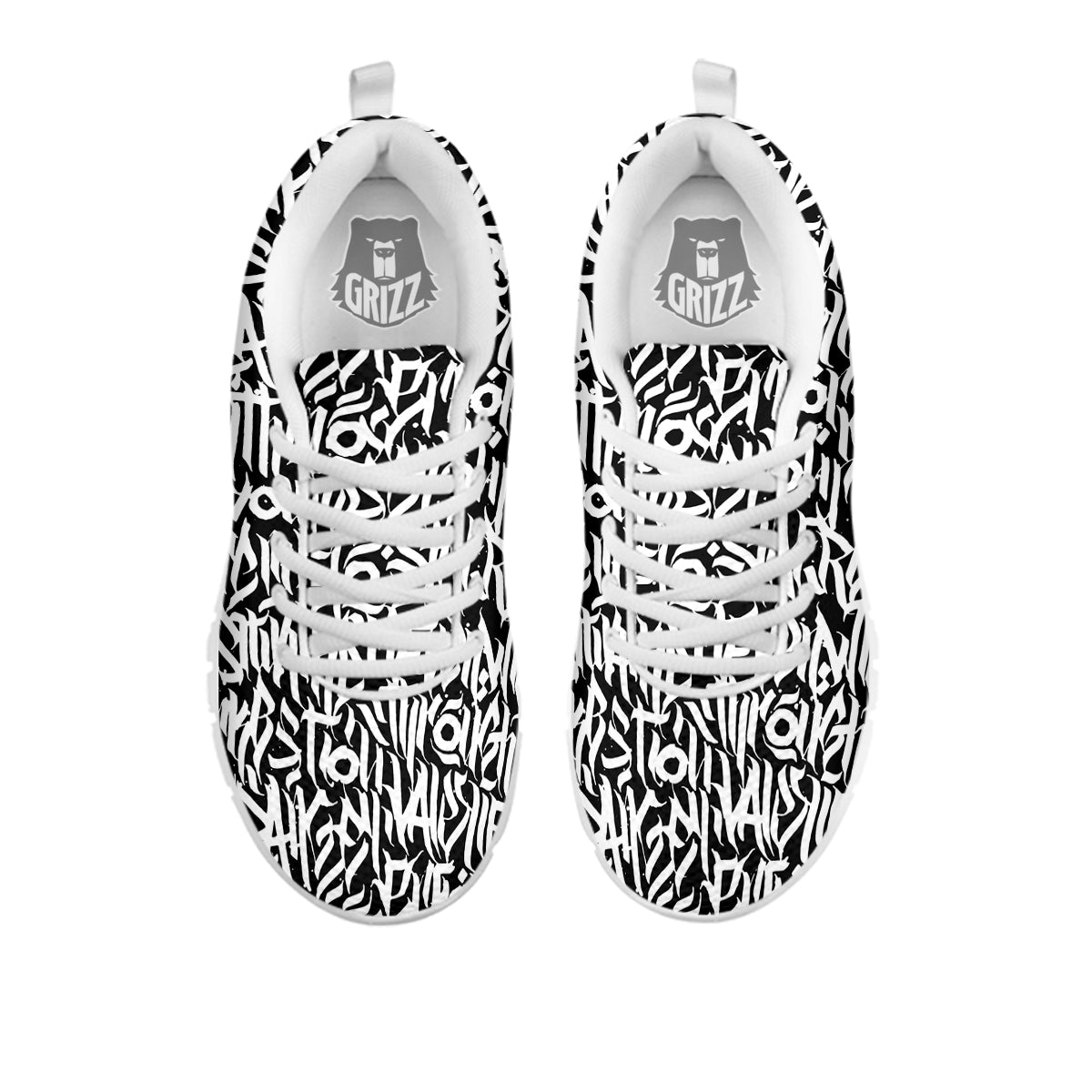 Graffiti Grunge White Text Abstract Print White Sneaker-grizzshop