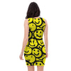 Graffiti Happy Emoji Print Bodycon Dress-grizzshop