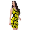 Graffiti Happy Emoji Print Bodycon Dress-grizzshop