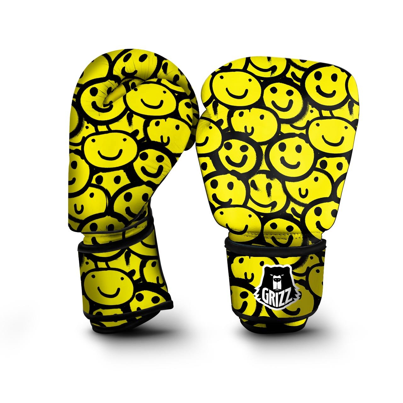Graffiti Happy Emoji Print Boxing Gloves-grizzshop