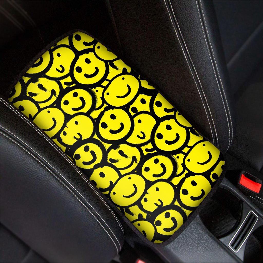 Graffiti Happy Emoji Print Car Console Cover-grizzshop