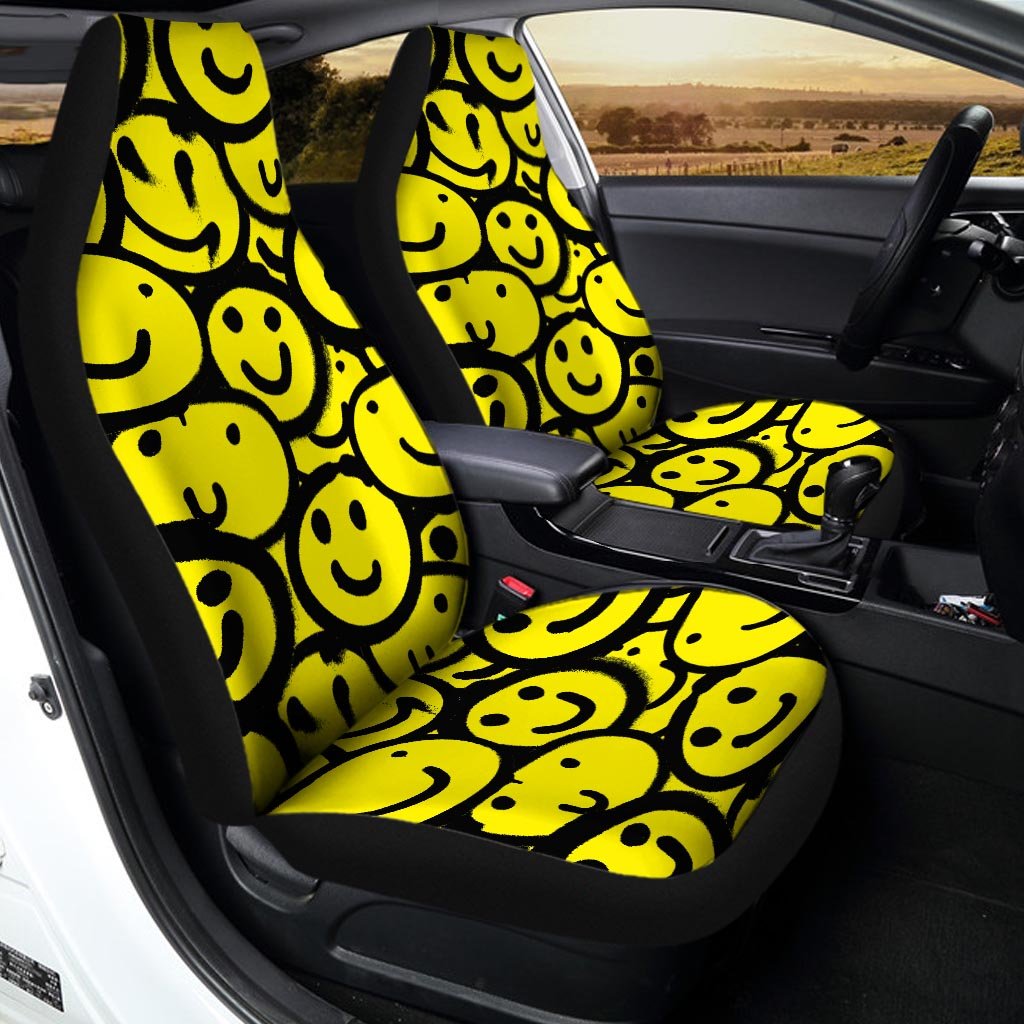 Graffiti Happy Emoji Print Car Seat Covers-grizzshop