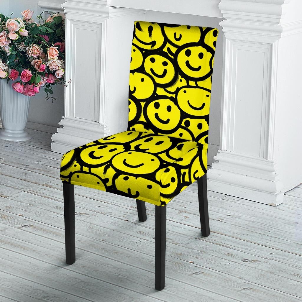 Graffiti Happy Emoji Print Chair Cover-grizzshop