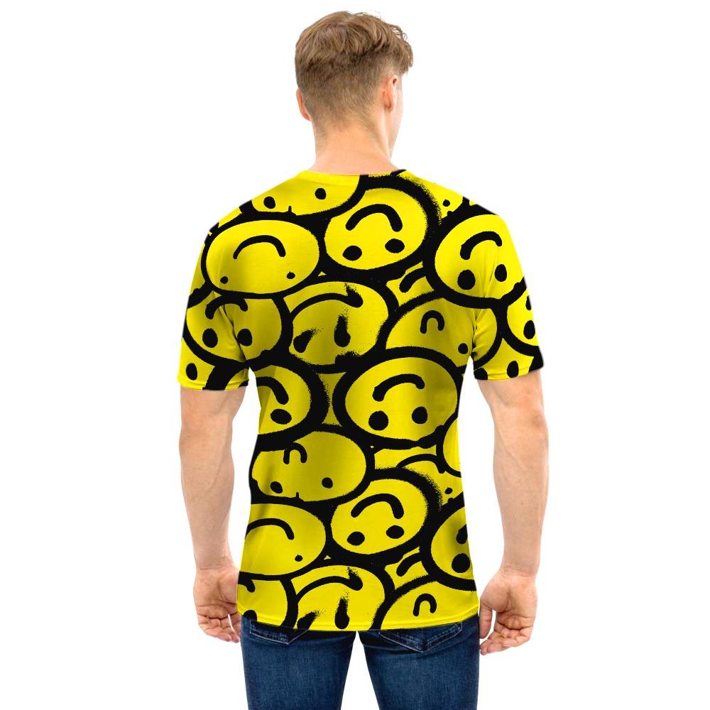 Graffiti Happy Emoji Print Men T Shirt-grizzshop