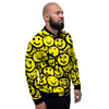 Graffiti Happy Emoji Print Men's Bomber Jacket-grizzshop