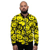 Graffiti Happy Emoji Print Men's Bomber Jacket-grizzshop