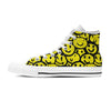 Graffiti Happy Emoji Print Men's High Top Shoes-grizzshop