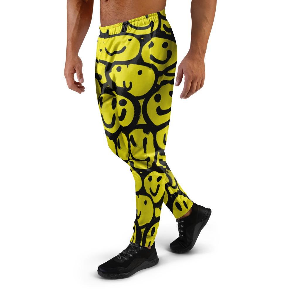 Graffiti Happy Emoji Print Men's Joggers-grizzshop