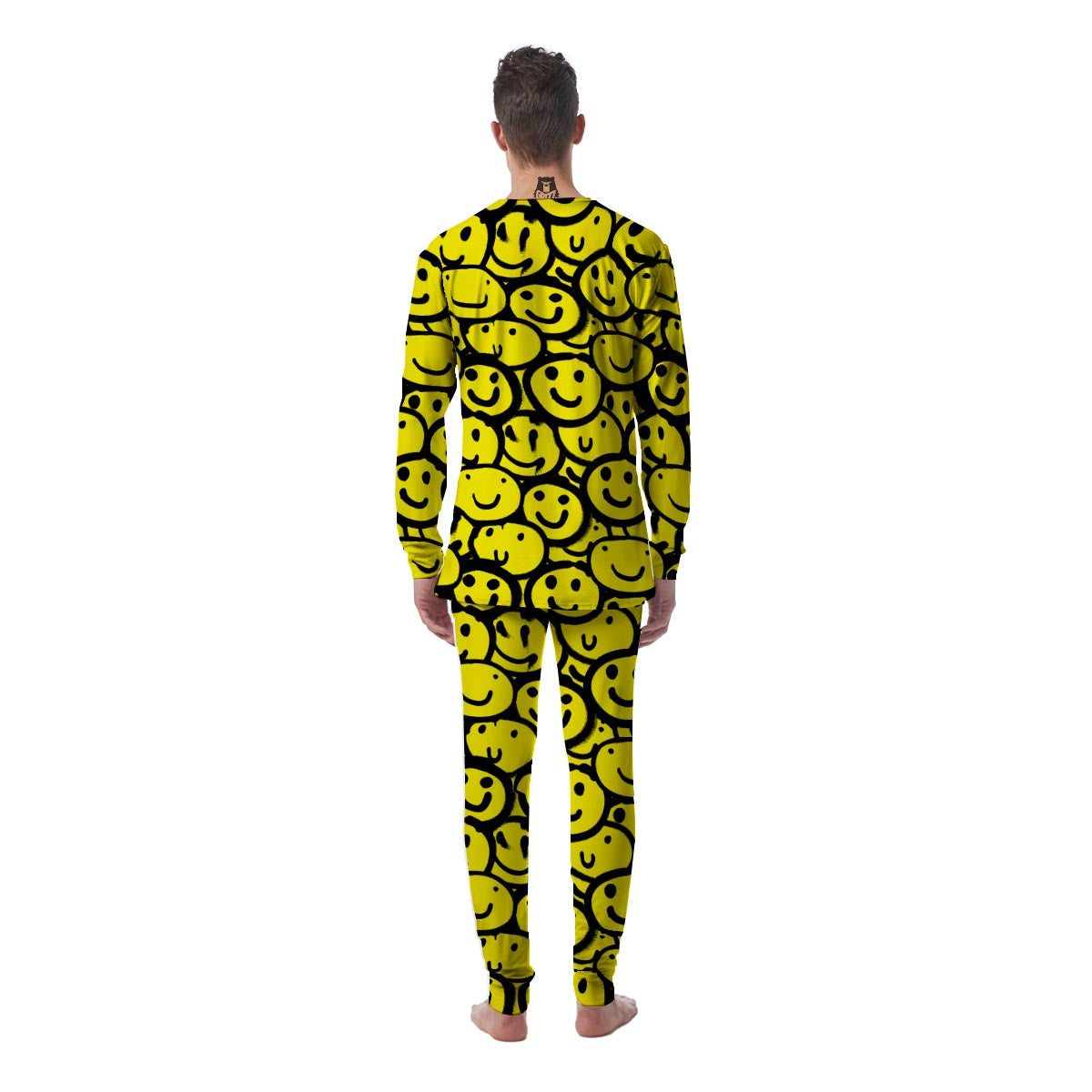 Graffiti Happy Emoji Print Men's Pajamas-grizzshop