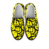 Graffiti Happy Emoji Print Men's Slip On Sneakers-grizzshop