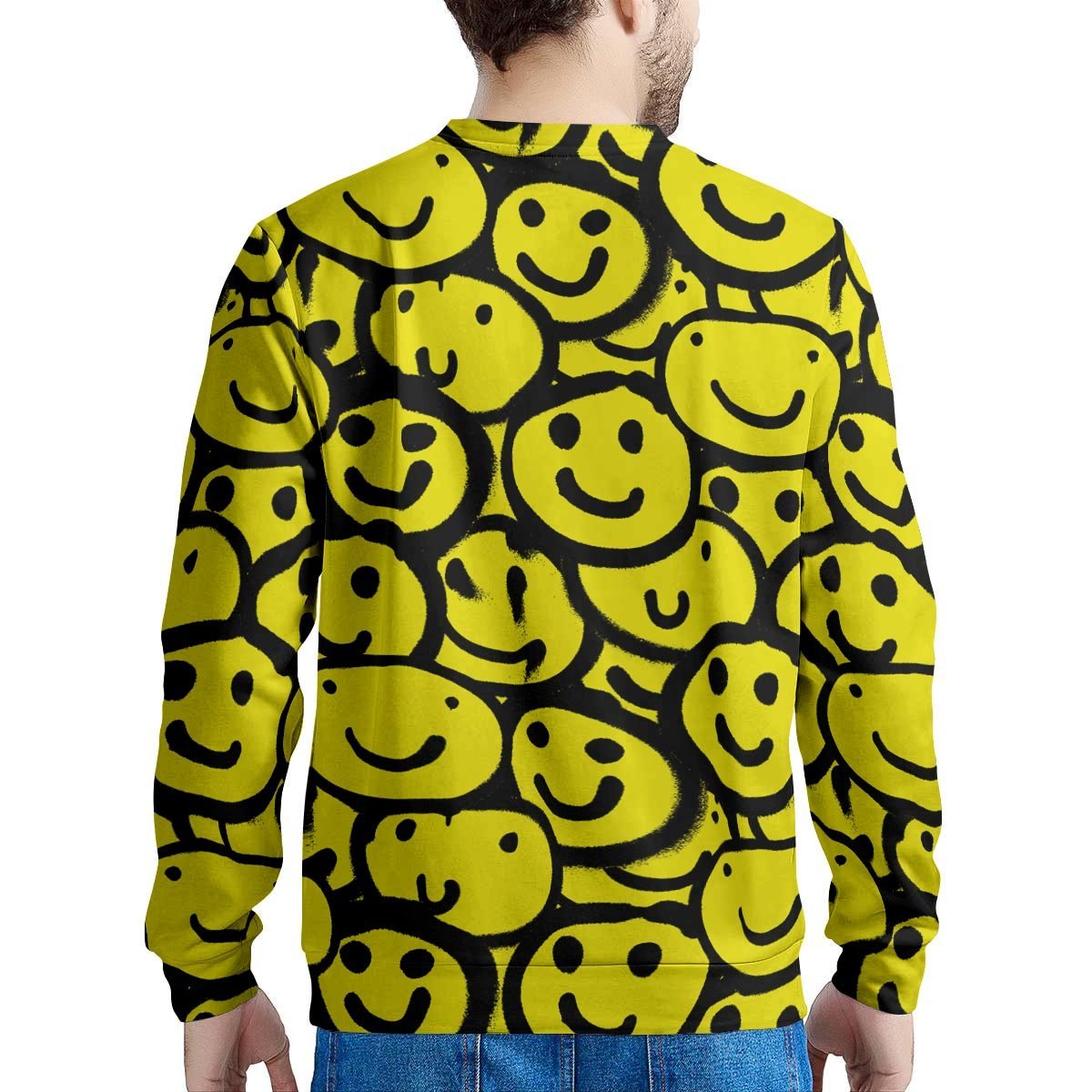 Graffiti Happy Emoji Print Men's Sweatshirt-grizzshop