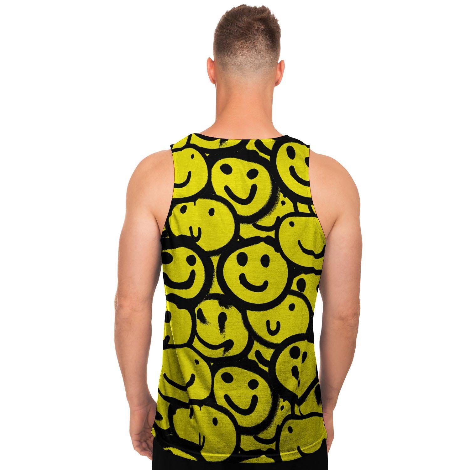 Graffiti Happy Emoji Print Men's Tank Tops-grizzshop