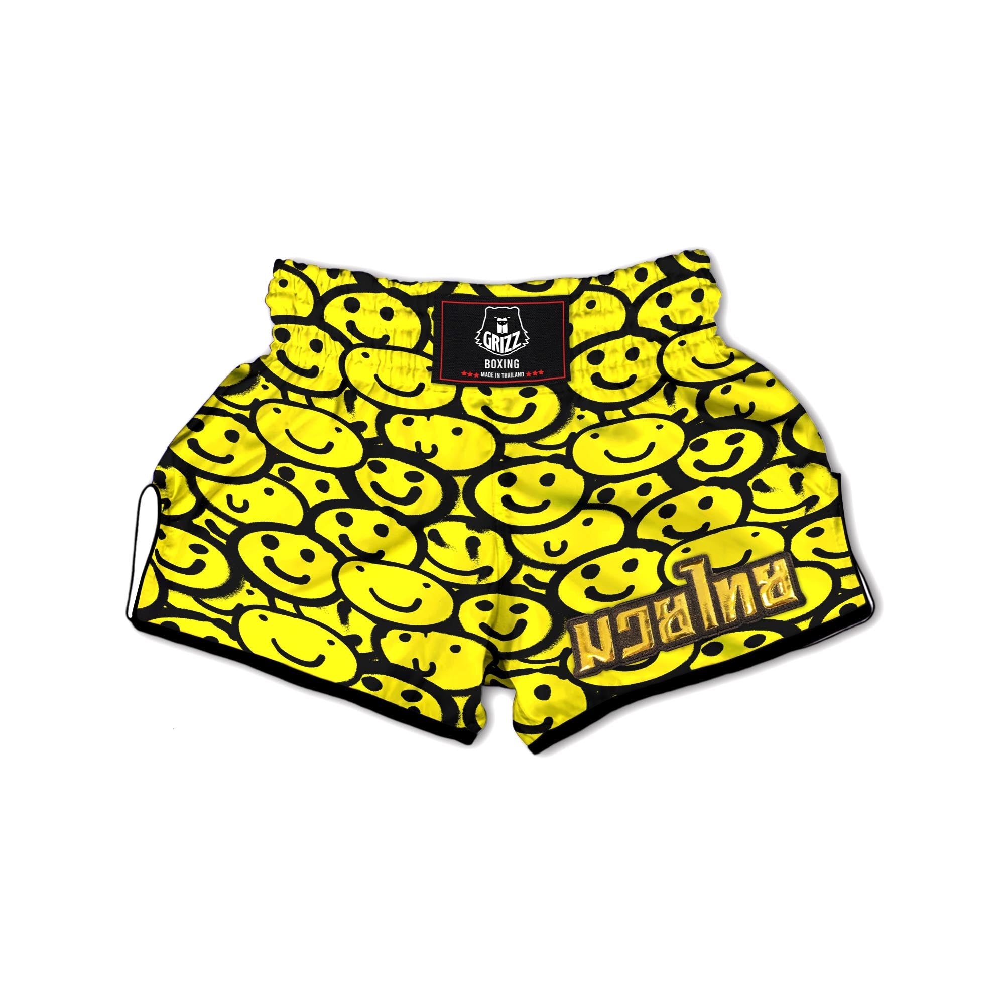 Graffiti Happy Emoji Print Muay Thai Boxing Shorts-grizzshop