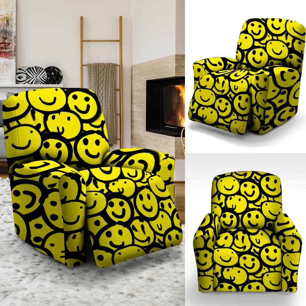 Graffiti Happy Emoji Print Recliner Cover-grizzshop