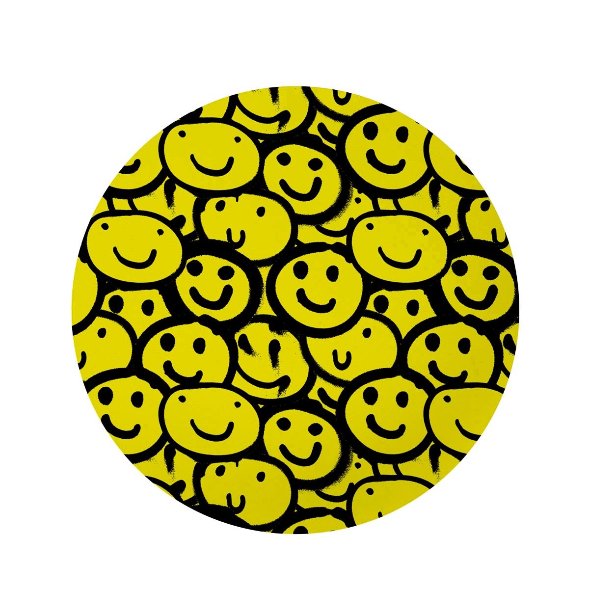 Graffiti Happy Emoji Print Round Rug-grizzshop