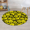 Graffiti Happy Emoji Print Round Rug-grizzshop