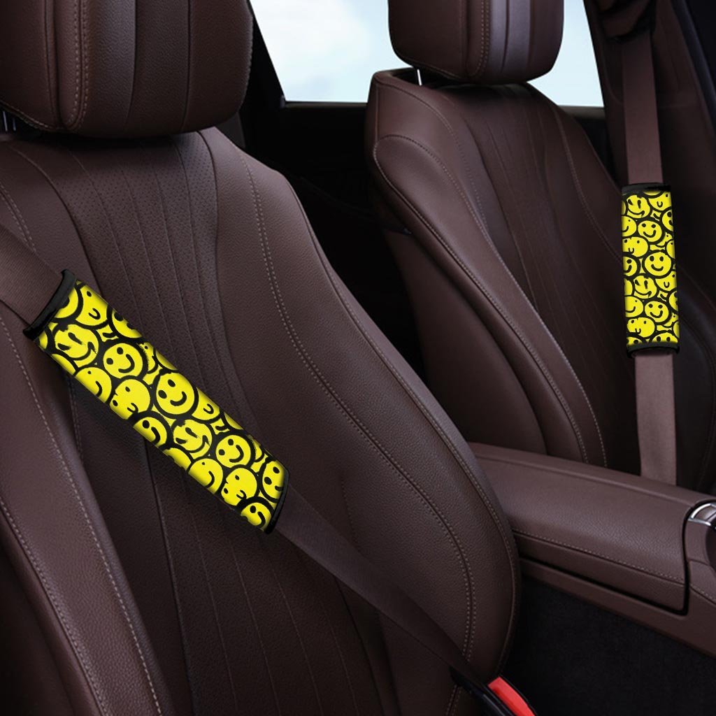 Graffiti Happy Emoji Print Seat Belt Cover-grizzshop