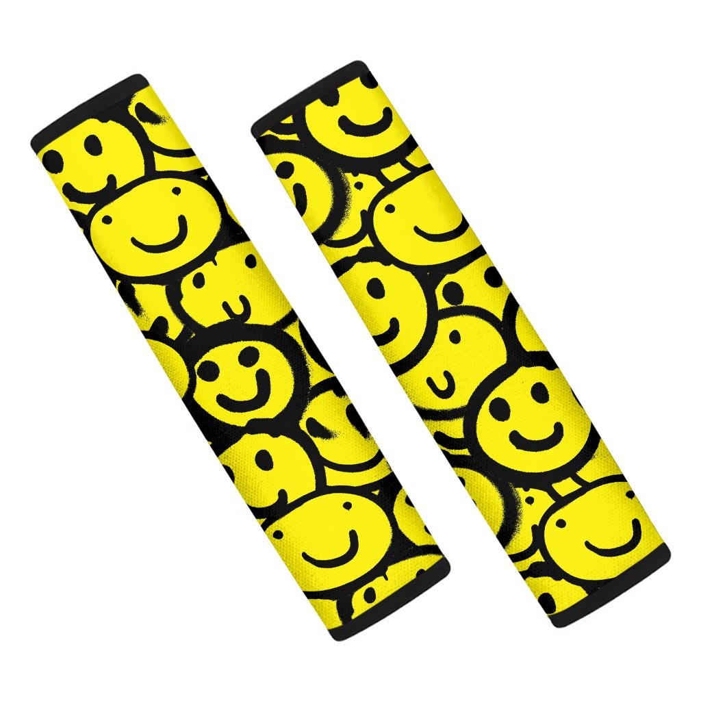 Graffiti Happy Emoji Print Seat Belt Cover-grizzshop