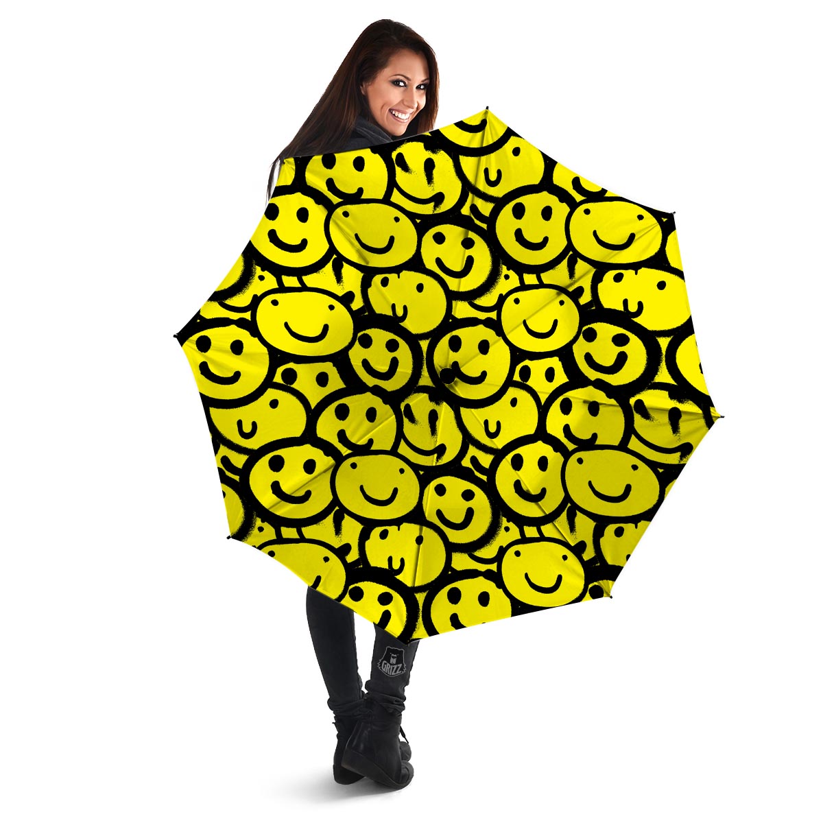 Graffiti Happy Emoji Print Umbrella-grizzshop