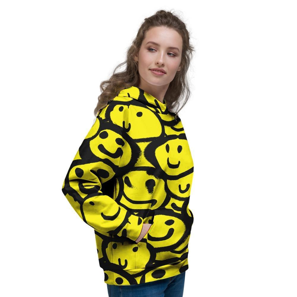 Graffiti Happy Emoji Print Women's Hoodie-grizzshop