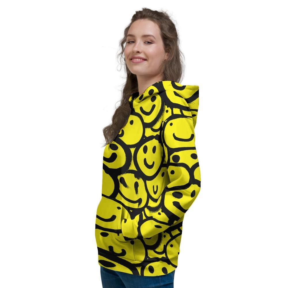 Graffiti Happy Emoji Print Women's Hoodie-grizzshop
