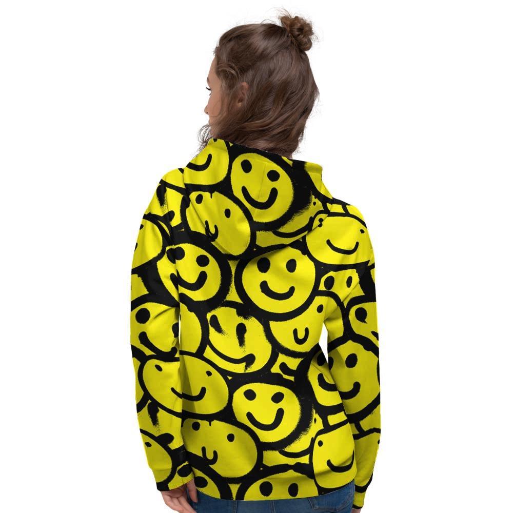 Graffiti Happy Emoji Print Women's Hoodie-grizzshop