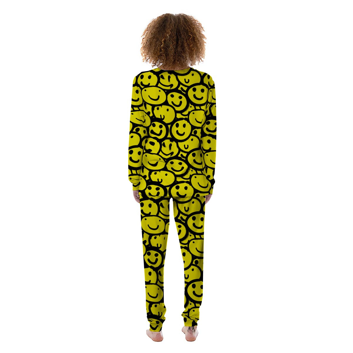 Graffiti Happy Emoji Print Women's Pajamas-grizzshop